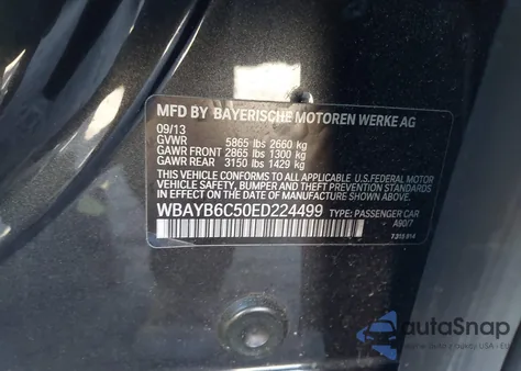 2014 BMW 750I xDrive из США, поврежденный, VIN WBAYB6C50ED224499